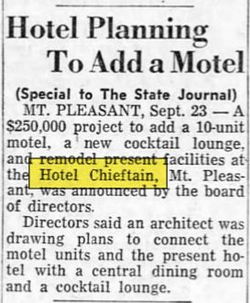 Hotel Chieftan - Sept 1958 Article (newer photo)